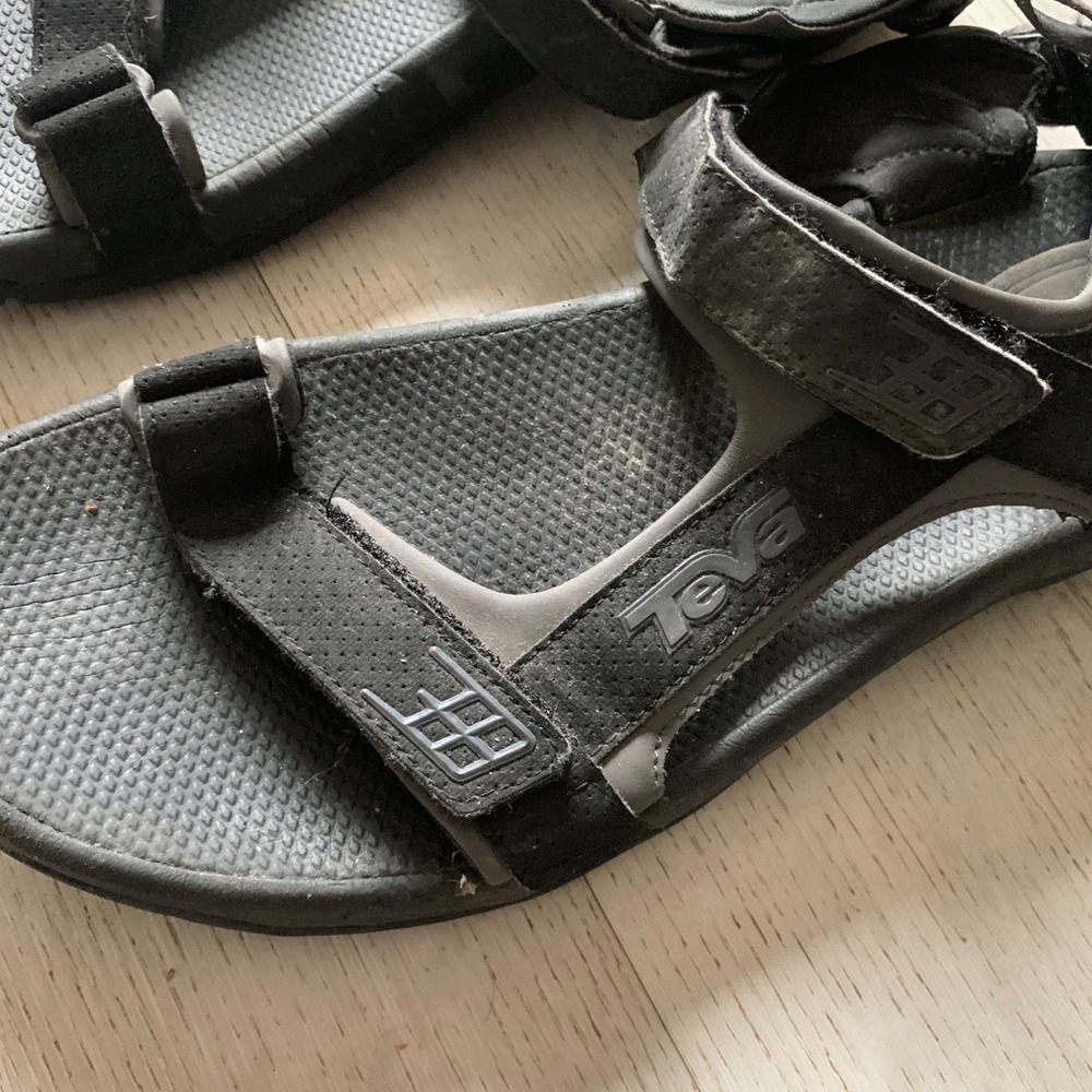 Teva Shoc Pad Mens Hiking Sandals Black Grey Adjustable Sz 11‎ Outdoor Trail - Picture 2 of 11